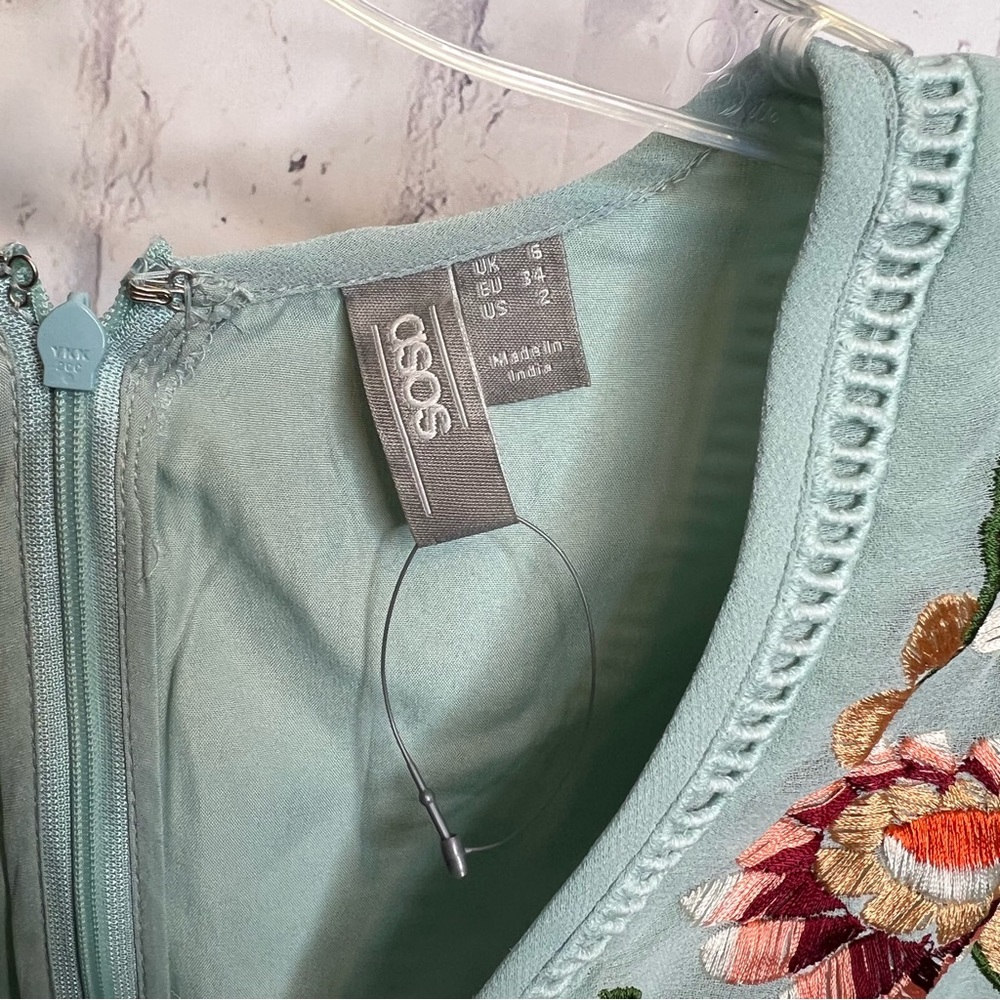 ASOS Blue mint short flower dress in size 2 - Picture 8 of 14